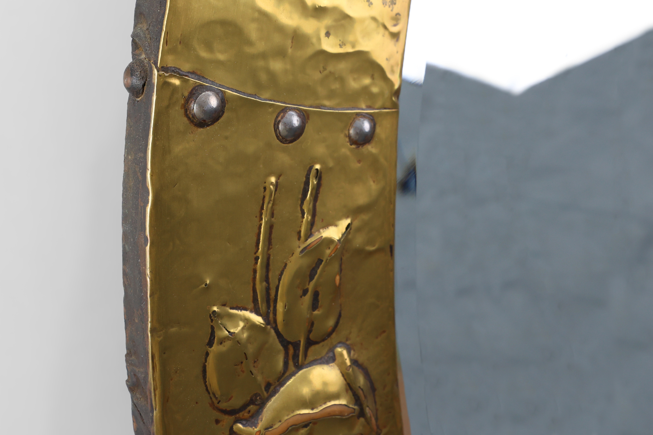 Arts & Crafts Copper Oval Mirror, France ca. 1905thumbnail